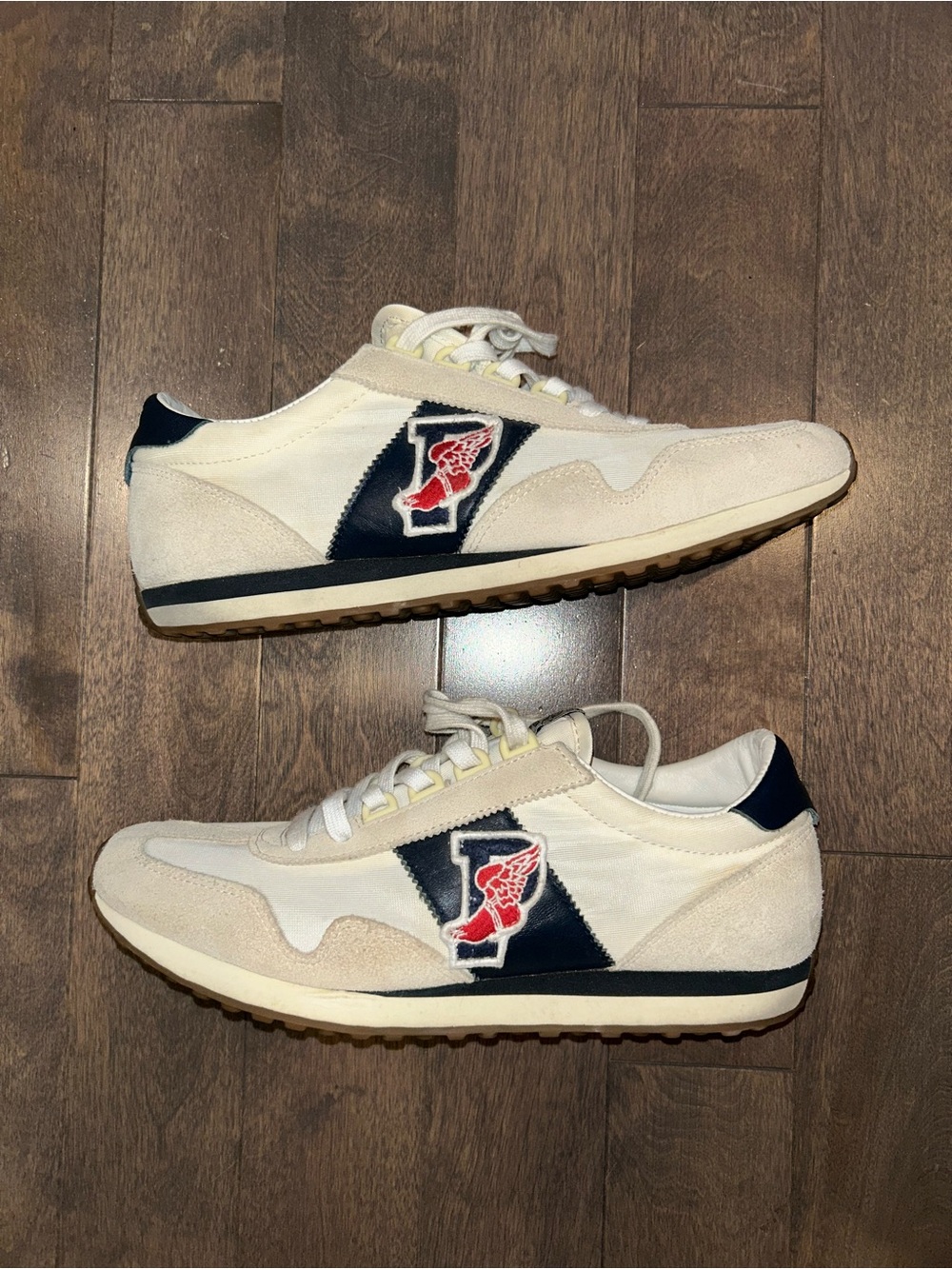 Ralph Lauren Cream & Navy Retro Runner Sneakers Mens size 10